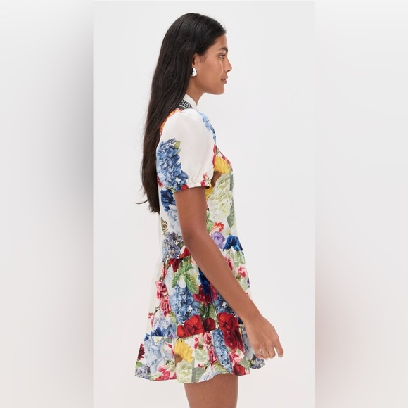 Alice + Olivia Claire Placed Floral Tiered Mini Shirtdress - Picture 4 of 12
